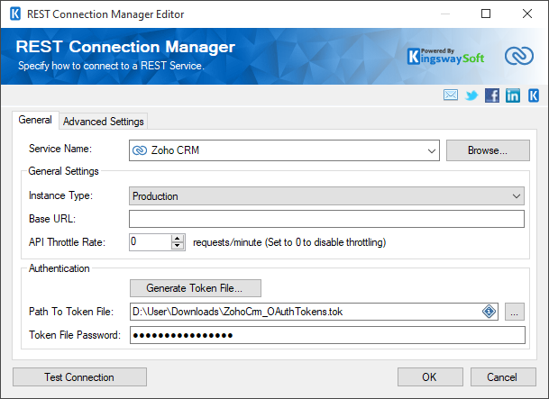 SSIS REST Zoho CRM Connection Manager